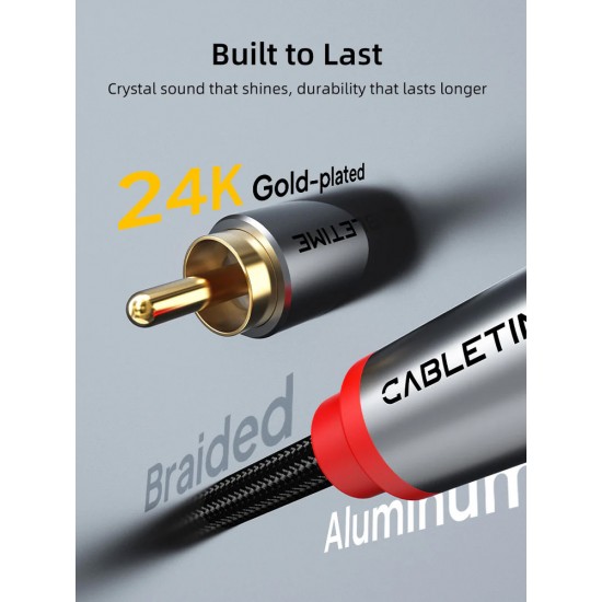 CABLETIME καλώδιο ήχου 2x RCA σε 2x RCA CT-RCA, 1m, μαύρο