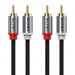 CABLETIME καλώδιο ήχου 2x RCA σε 2x RCA CT-RCA, 2m, μαύρο
