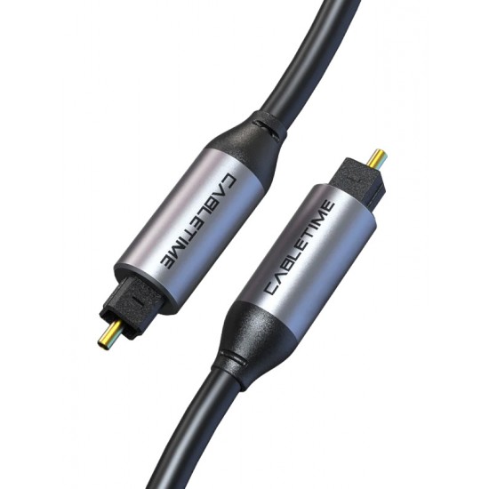 CABLETIME καλώδιο ήχου Toslink CT-AV380-P04GN, gold plated, 5mm, 1m, μαύρο