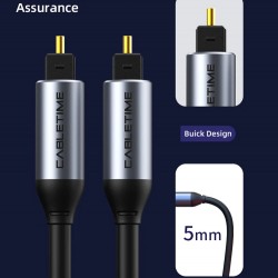 CABLETIME καλώδιο ήχου Toslink CT-AV380-P04GN, gold plated, 5mm, 5m, μαύρο
