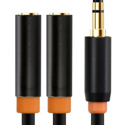 CABLETIME καλώδιο ήχου 3.5mm σε 2x 3.5mm CT-AV309-P12G, 20cm, μαύρο