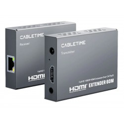 CABLETIME HDMI video extender CT-HEHD-FG60 μέσω καλωδίου RJ45, 1080p/60Hz, έως 60m
