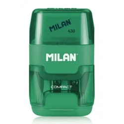 MILAN ξύστρα μολυβιών με κάδο & γόμα 1204703116, πράσινη