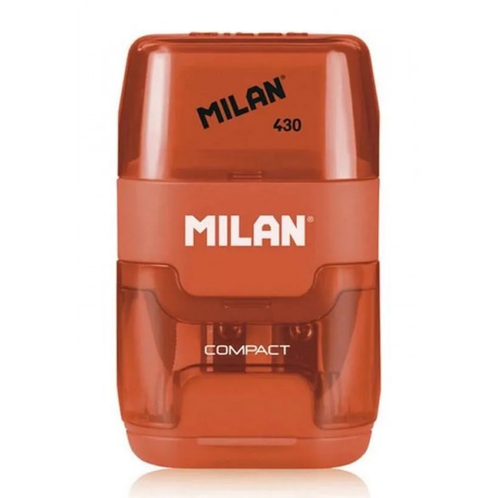 MILAN ξύστρα μολυβιών με κάδο & γόμα 1204703116, πορτοκαλί