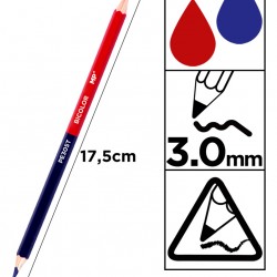 MP ξυλομπογιά με διπλή μύτη PE305T, 3mm μύτη, τρίγωνο, μπλε/κόκκινο, 3τμχ
