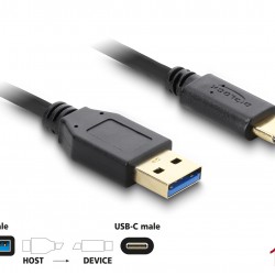 DELOCK καλώδιο USB-C σε USB 83870, 10Gbps, 1m, μαύρο