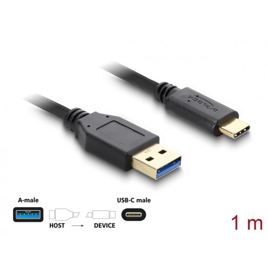 DELOCK καλώδιο USB-C σε USB 83870, 10Gbps, 1m, μαύρο