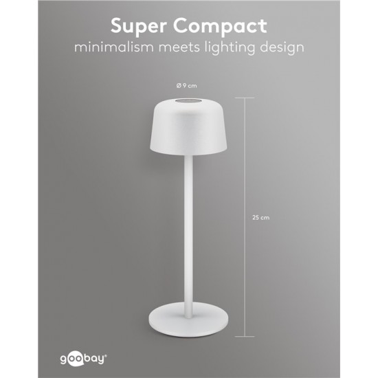 GOOBAY επιτραπέζιο φωτιστικό 77676, 3000K, dimmable, επαναφορτιζόμενο, λευκό
