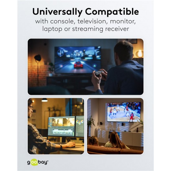 GOOBAY καλώδιο HDMI 2.2 80091, 16K/60Hz, 96 Gbps, 1m, μαύρο