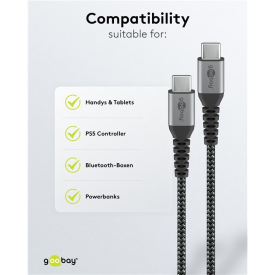 GOOBAY καλώδιο USB-C 49303, 60W, 480Mbps, 2m, μαύρο