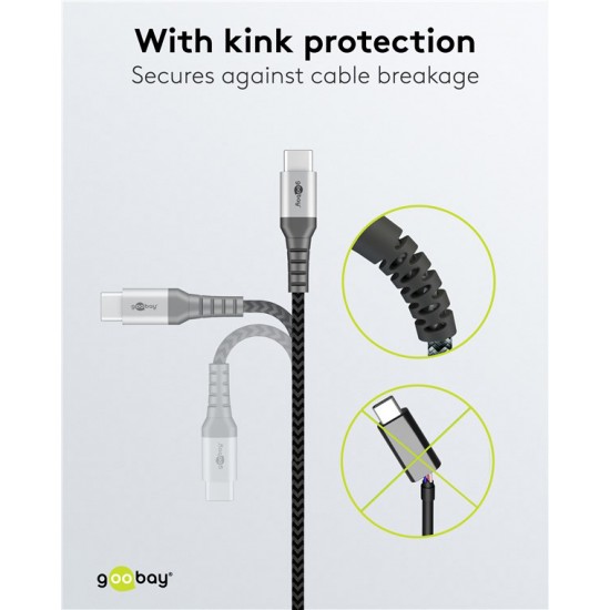 GOOBAY καλώδιο USB-C 49303, 60W, 480Mbps, 2m, μαύρο