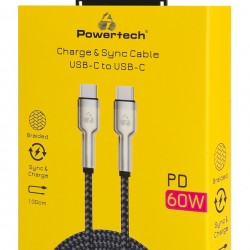 POWERTECH καλώδιο USB-C PTR-0198, PD 60W, 480Mbps, 1m, μαύρο
