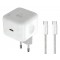 POWERTECH φορτιστής τοίχου PT-1581 με καλώδιο, USB-C, 40 έως 60W, GaN, AVS, λευκός