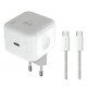 POWERTECH φορτιστής τοίχου PT-1581 με καλώδιο, USB-C, 40 έως 60W, GaN, AVS, λευκός