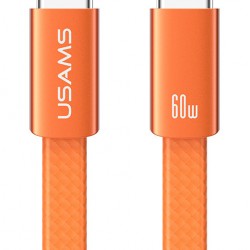 USAMS καλώδιο USB-C SJ783, 60W, 480Mbps, flat, 1.2m, πορτοκαλί