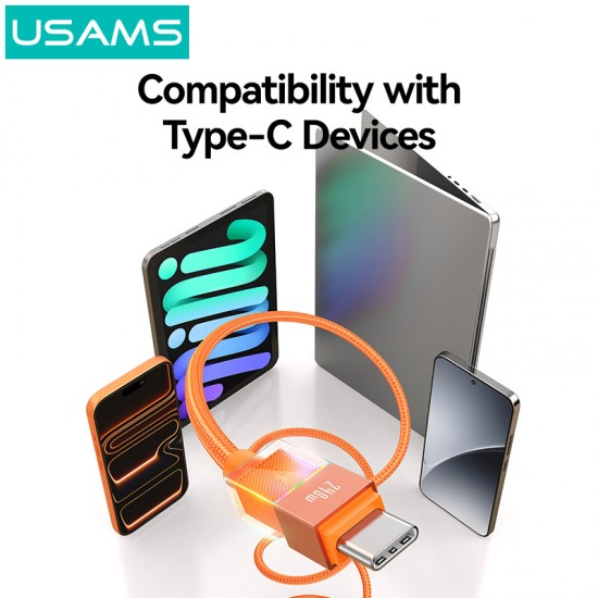 USAMS καλώδιο USB-C SJ775, 240W, 480Mbps, 1.2m, μαύρο