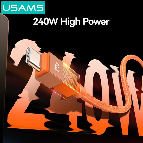 USAMS καλώδιο USB-C SJ775, 240W, 480Mbps, 1.2m, πορτοκαλί