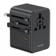 USAMS φορτιστής/αντάπτορας πρίζας CC310, 2x USB & 3x USB-C, universal, 70W, μαύρος