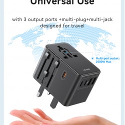 USAMS φορτιστής/αντάπτορας πρίζας CC310, 2x USB & 3x USB-C, universal, 70W, μαύρος