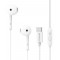 USAMS earphones με μικρόφωνο SJ771, USB-C σύνδεση, 1.2m, λευκά