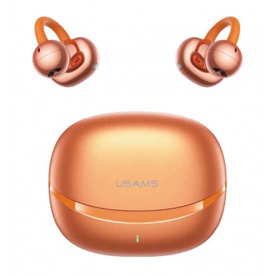 USAMS earphones με θήκη φόρτισης Echo R03, OWS, Φ11mm, 40/300mAh, πορτοκαλί