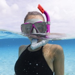 BESTWAY μάσκα θαλάσσης 24029 με αναπνευστήρα, διοπτική, μωβ