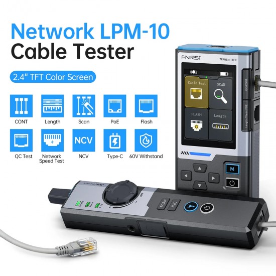 FNIRSI tester καλωδίων δικτύου LPM-10A, επαναφορτιζόμενο