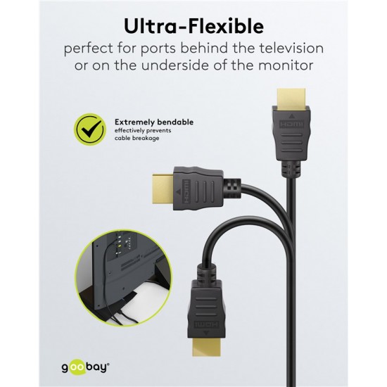 GOOBAY καλώδιο HDMI 80096 με Ethernet, soft, 4K/60Hz, 18 Gbps, 0.5m, μαύρο