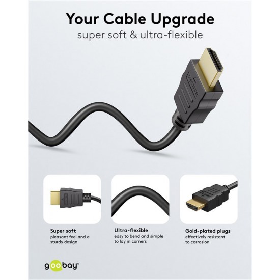 GOOBAY καλώδιο HDMI 80101 με Ethernet, soft, 4K/60Hz, 18 Gbps, 1m, μαύρο