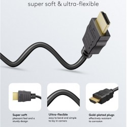 GOOBAY καλώδιο HDMI 80102 με Ethernet, soft, 4K/60Hz, 18 Gbps, 1.5m, μαύρο