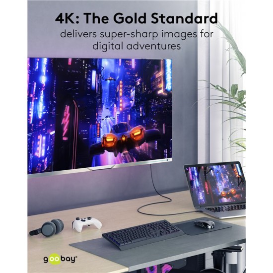 GOOBAY καλώδιο HDMI 80104 με Ethernet, soft, 4K/60Hz, 18 Gbps, 3m, μαύρο
