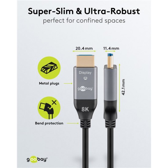 GOOBAY καλώδιο HDMI 2.1 76278 με Ethernet, AOC, 8K/60Hz, 48 Gbps, 50m, μαύρο
