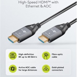 GOOBAY καλώδιο HDMI 2.1 76278 με Ethernet, AOC, 8K/60Hz, 48 Gbps, 50m, μαύρο