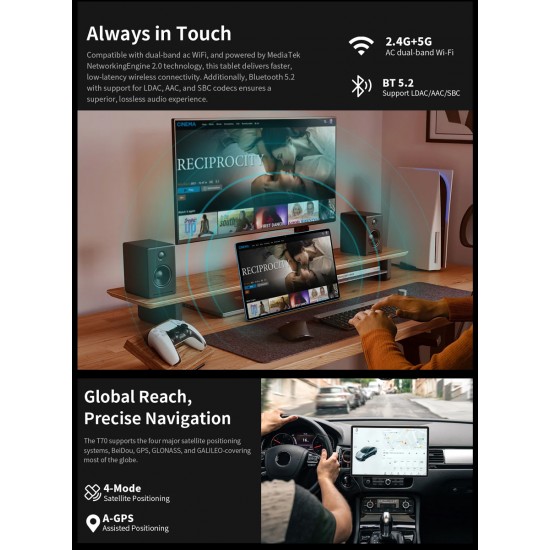 TECLAST tablet T70, 14", 8/128GB, 4G, Android 14, 10000mAh, μπλε