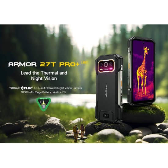 ULEFONE smartphone Armor 27T Pro Plus, 6.78", 12/256GB, 5G, 10600mAh, FLIR 3.5, IP68/IP69K, μαύρο