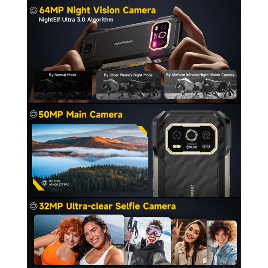 ULEFONE smartphone Armor 27T Pro Plus, 6.78", 12/256GB, 5G, 10600mAh, FLIR 3.5, IP68/IP69K, μαύρο