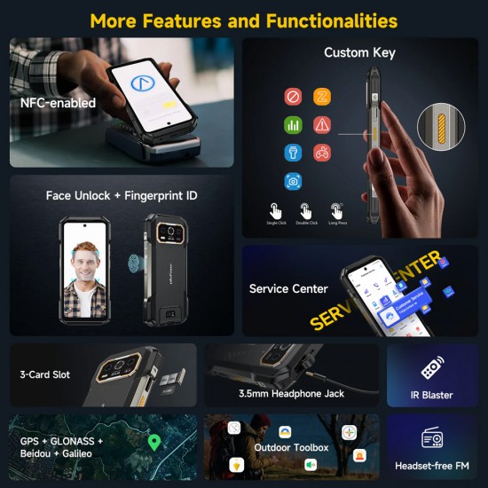 ULEFONE smartphone Armor 27T Pro Plus, 6.78", 12/256GB, 5G, 10600mAh, FLIR 3.5, IP68/IP69K, μαύρο