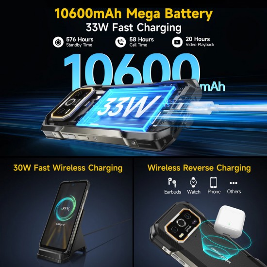 ULEFONE smartphone Armor 27T Pro Plus, 6.78", 12/256GB, 5G, 10600mAh, FLIR 3.5, IP68/IP69K, μαύρο