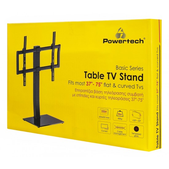 POWERTECH επιτραπέζια βάση τηλεόρασης PT-1565, 37-75", έως 40kg