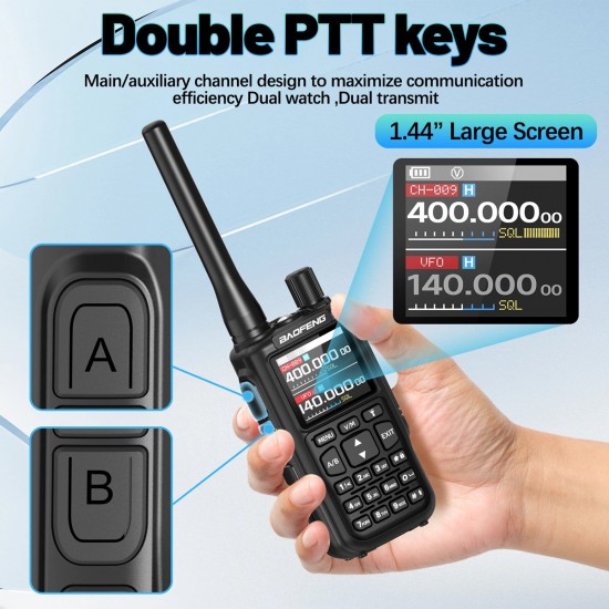 BAOFENG ασύρματος πομποδέκτης MINI-5, UHF/VHF, 5W/2W, μαύρος