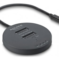 DELOCK docking station για M.2 NVMe PCIe SSD 64364, 2 θέσεων, 20Gbps, clone function, μαύρο