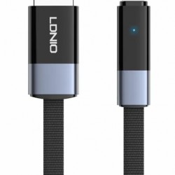 LDNIO καλώδιο Lightning σε USB LS242i, flat, 30W, 480Mbps, 2m, μαύρο