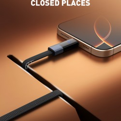 LDNIO καλώδιο USB-C LC242c, flat, 65W, 480Mbps, 2m, μαύρο