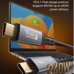 LDNIO καλώδιο USB-C TC-11c, 240W, 40Gbps, 8K/60Hz, 1m, μαύρο