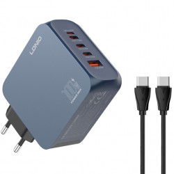 LDNIO φορτιστής τοίχου Q8 με καλώδιο USB-C, USB/Lightning/3x USB-C, GaN, 100W, μπλε