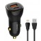 LDNIO φορτιστής αυτοκινήτου C103 με καλώδιο Lightning, USB/USB-C, 60W, μαύρος