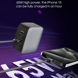 LDNIO καλώδιο USB-C iP-441c, 65W, 480Mbps, 1m, γκρι