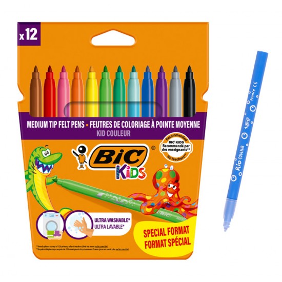 BIC σετ χρωματιστών μαρκαδόρων ζωγραφικής 216010322 KID Couleur, 12τμχ