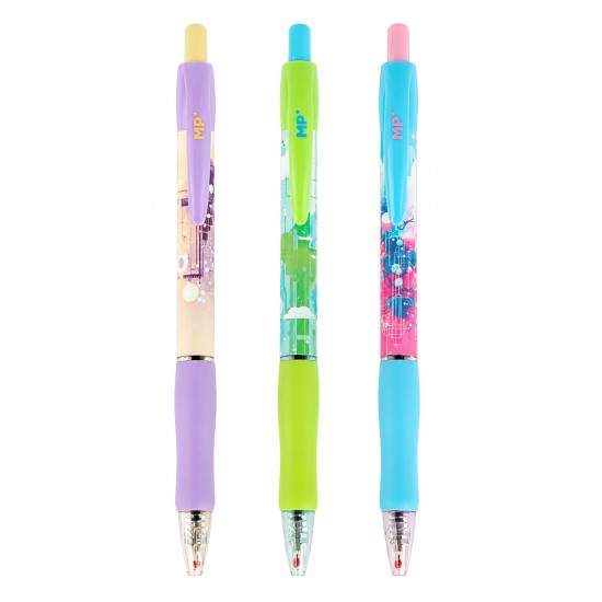 MP στυλό διαρκείας ballpoint PE140-14, 0.7mm μύτη, 14.5cm, μπλε, διάφορα σχέδια, 1τμχ