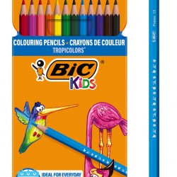 BIC σετ χρωματιστές ξυλομπογιές Kids Tropicolors, εξάγωνες, 12τμχ